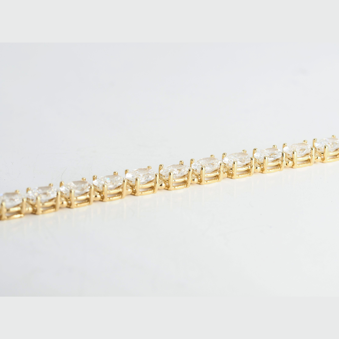 Lab Grown Diamond Oval Bracelets 14K Yellow Gold