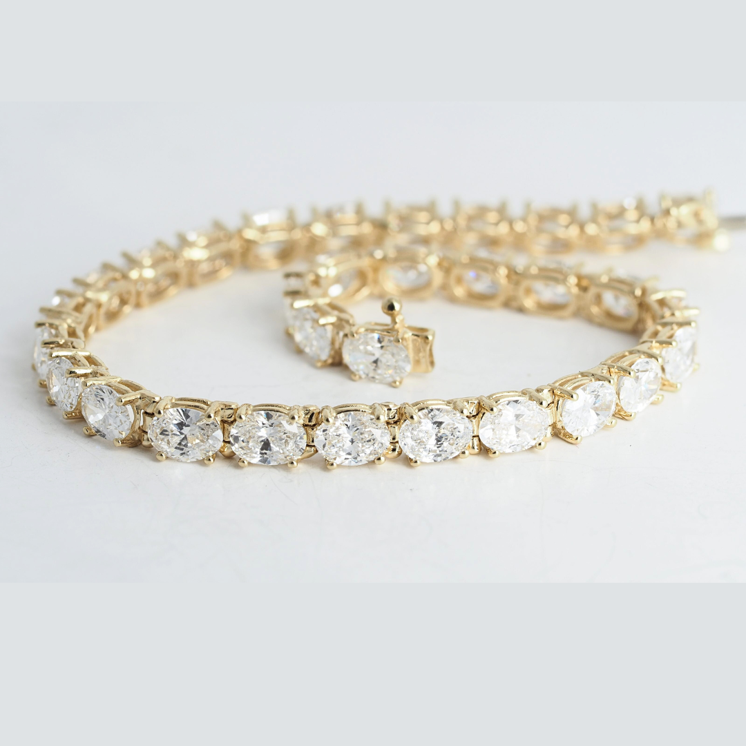 Lab Grown Diamond Oval Bracelets 14K Yellow Gold
