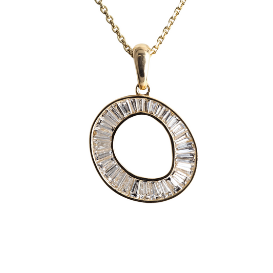 Pendant Oval Yellow Gold 14K with LabDiamonds Emerald cut 3.7 ct