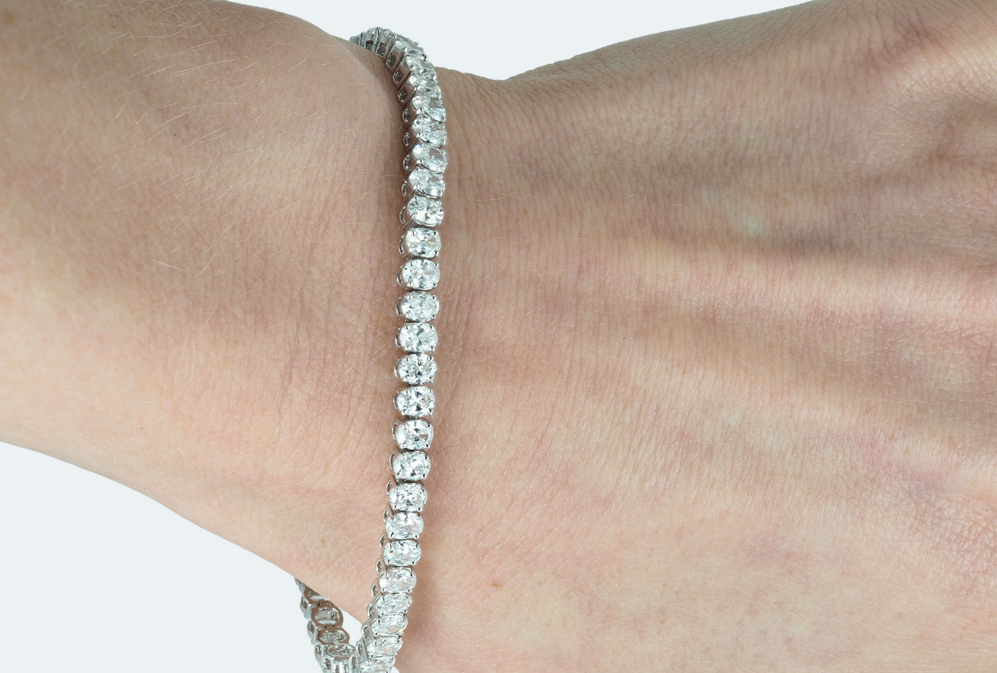 Tennis Bracelet Oval cut 6.32 ct DEF Lab Grown Diamonds 14KW Gold