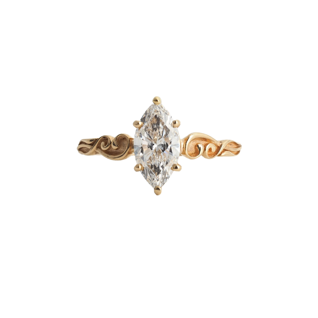 Ring with Marquise Lab-Grown Diamond in 14k Yellow Gold