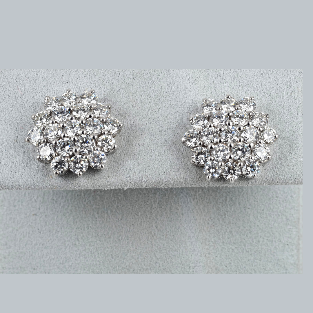 Earrings 14KW Gold, Diamonds