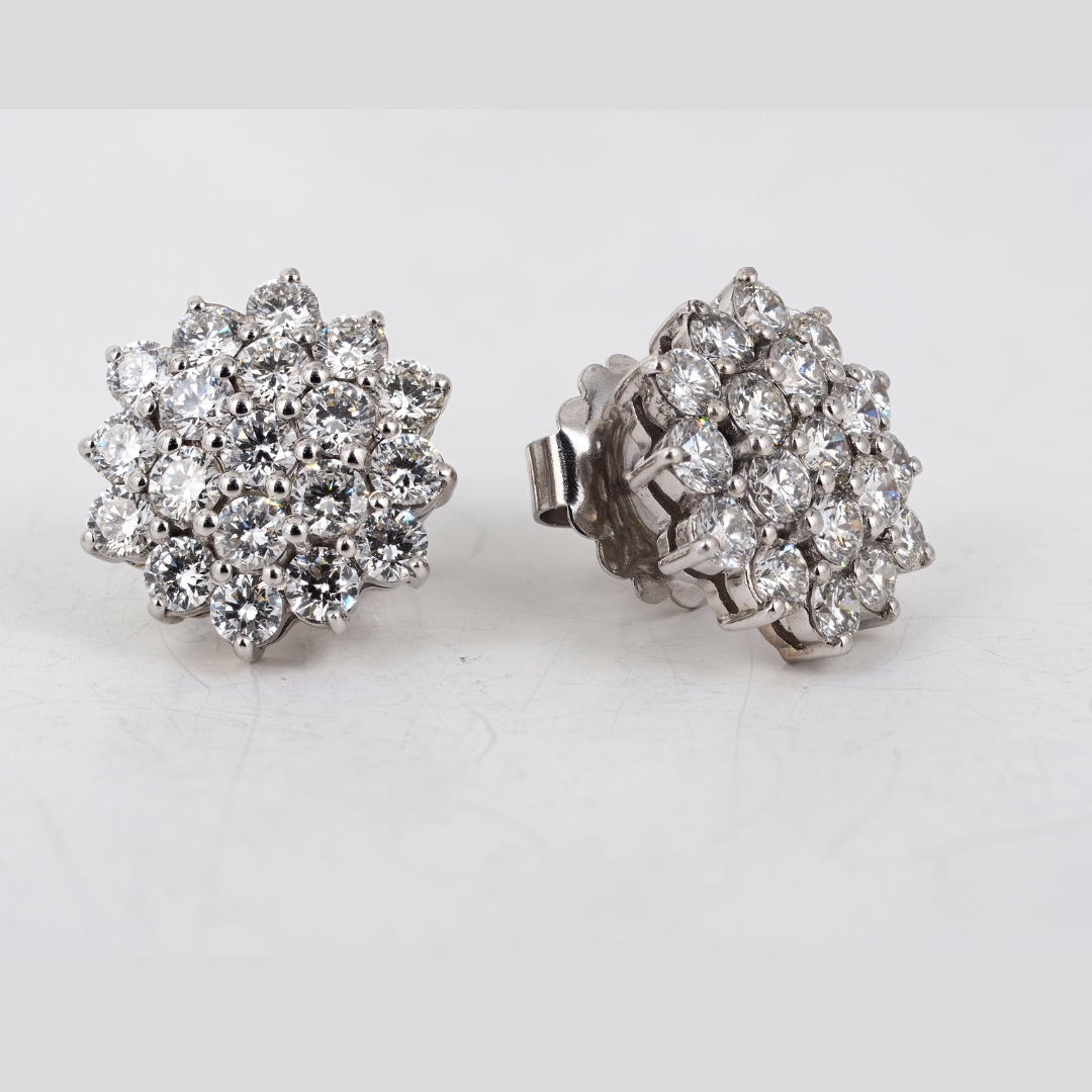 Earrings 14KW Gold, Diamonds