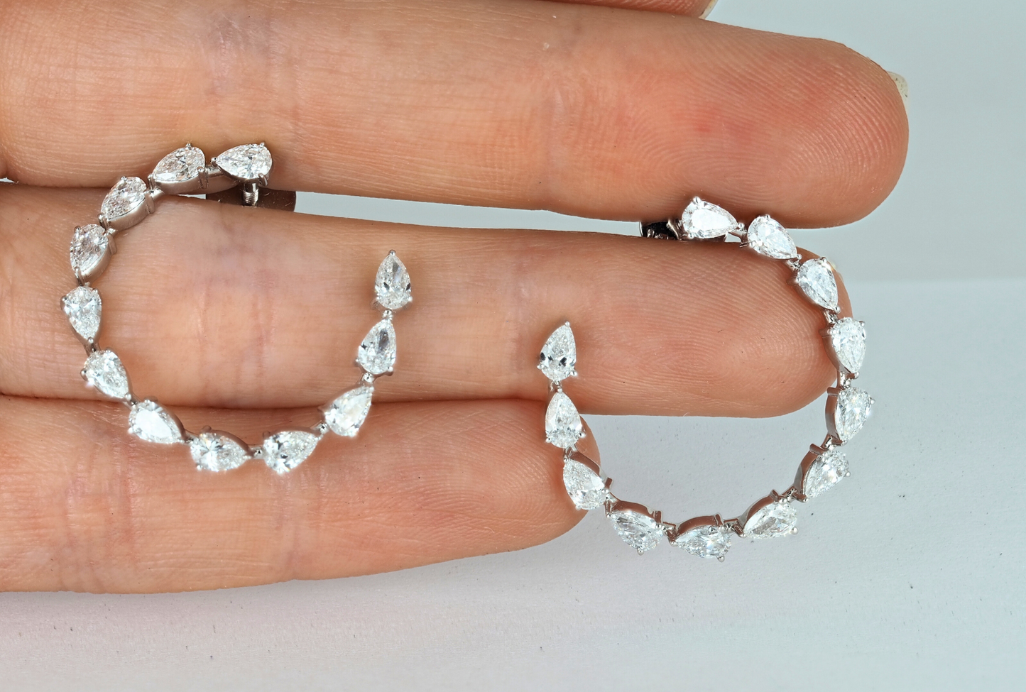 Hoops Earrings 14KW Gold Pear Lab Grown Diamonds 2.48ct
