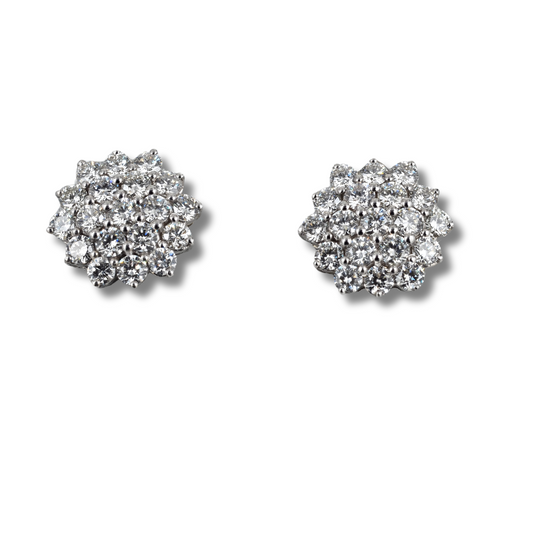 Earrings 14KW Gold, Diamonds