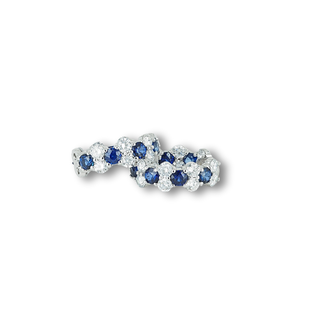 Earrings 14KW Gold , Lab Grown Diamonds, Natural Sapphires, Hoops
