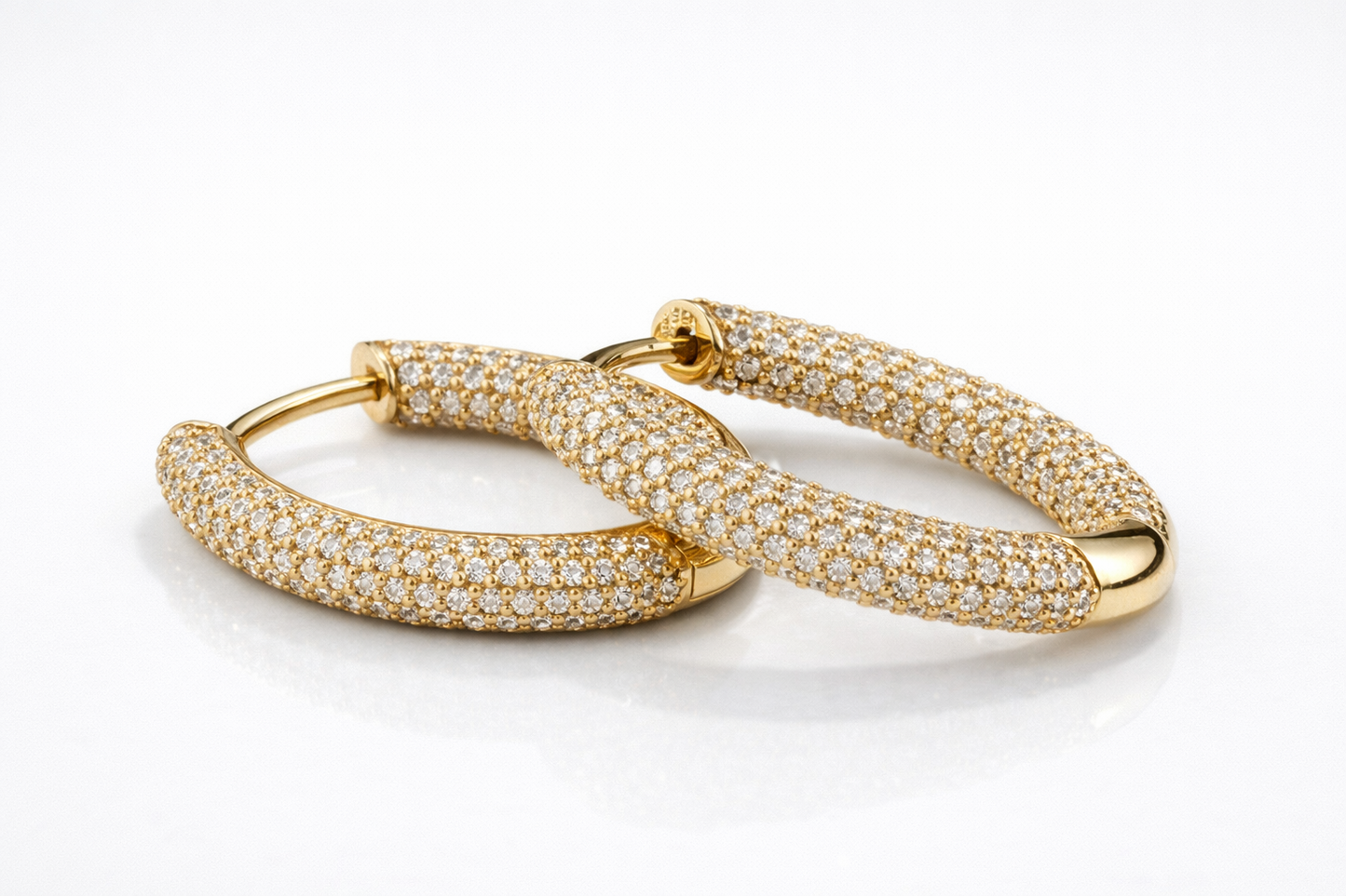 Pavé diamond hoop earrings 14KY Lab Grown Diamonds