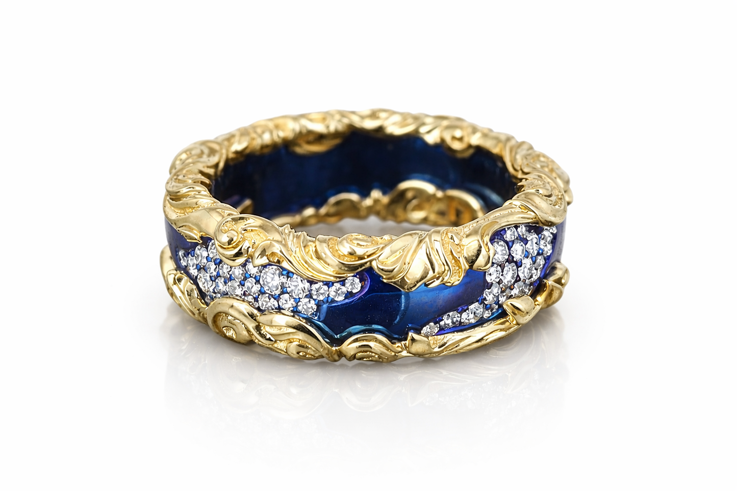 Titanium & 18K Yellow Gold Ring with 1.1 ct Natural Diamond