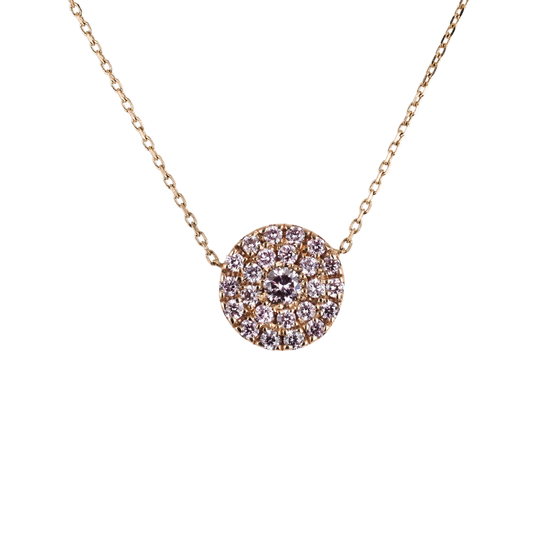 Necklace Pink Rose 14K Gold Pink natural Diamonds