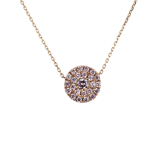 Necklace Pink Rose  14K Gold Pink natural Diamonds