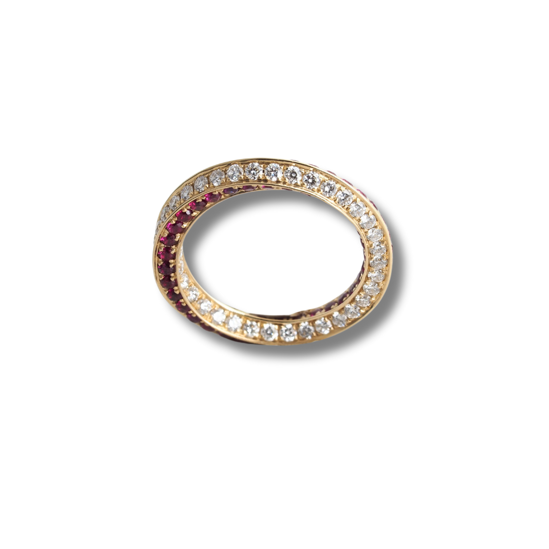 Ring 14KY Gold, Diamonds and Ruby, Spin