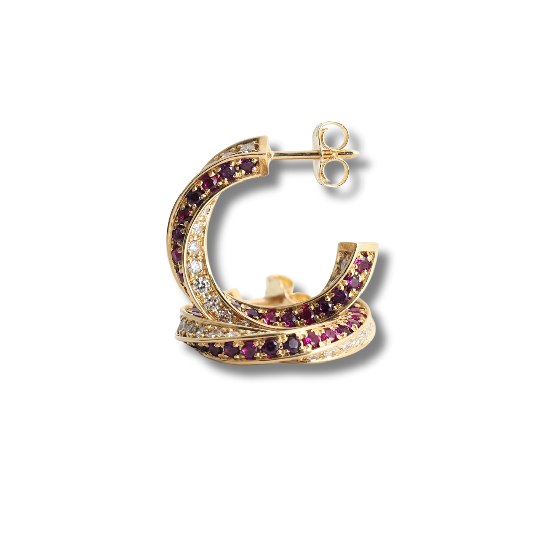 Earrings Spin Small 14KY Gold Lab Grown Diamonds Ruby