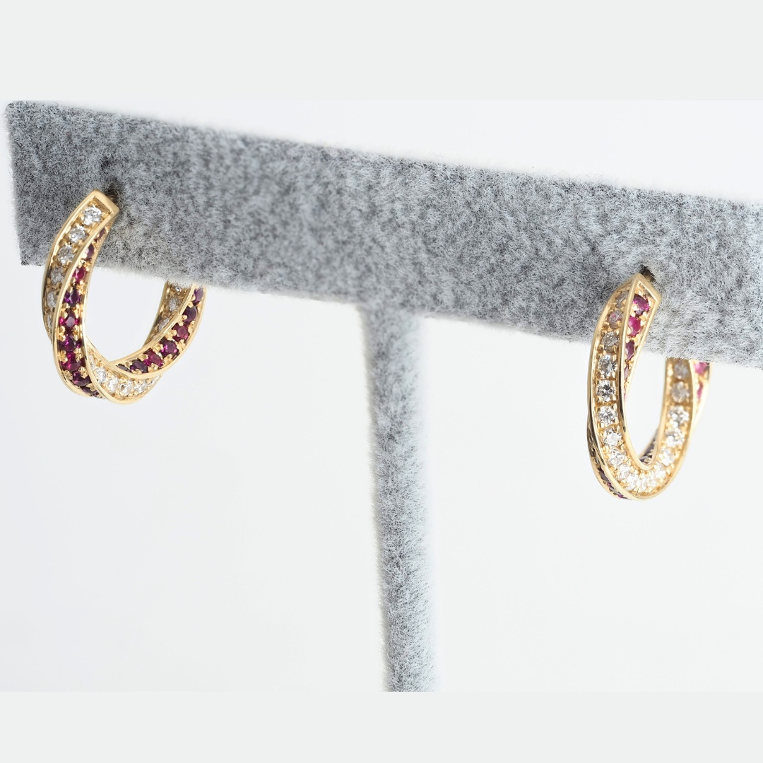 Earrings Spin Small 14KY Gold Lab Grown Diamonds Ruby