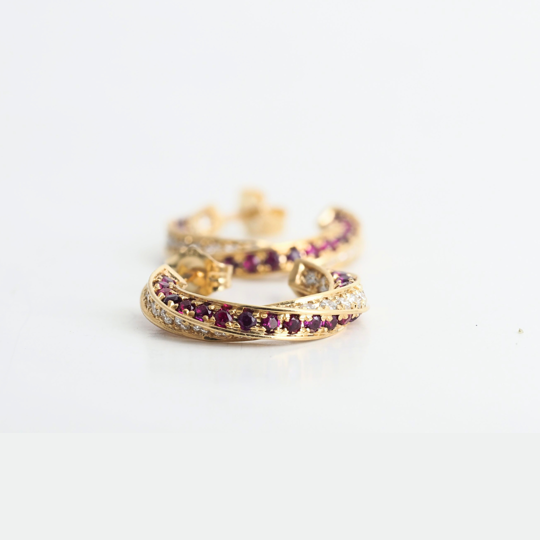 Earrings Spin Small 14KY Gold Lab Grown Diamonds Ruby