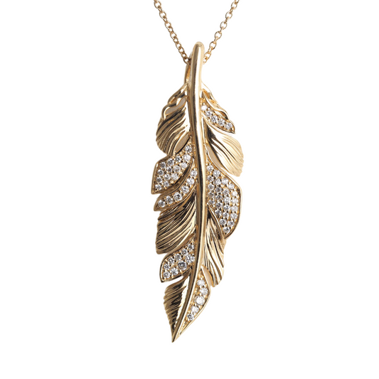 Pendant Feather 14KY Gold Diamonds 0.31ct