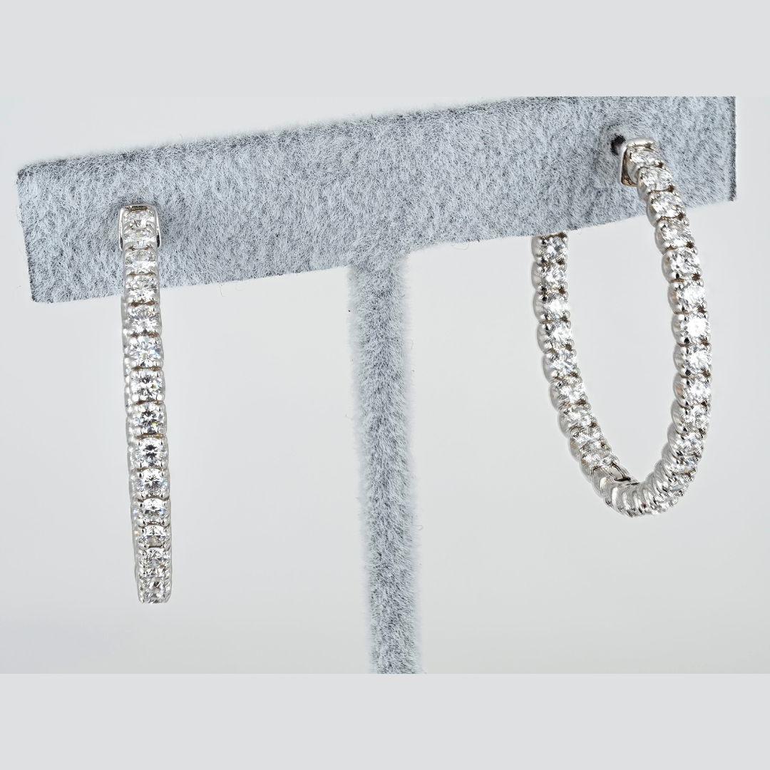 Earrings Hoops 14KW Gold Lab Grown Diamonds