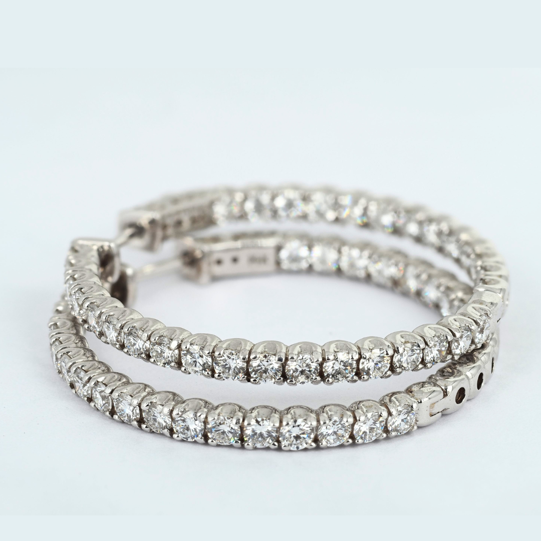 Earrings Hoops 14KW Gold Lab Grown Diamonds