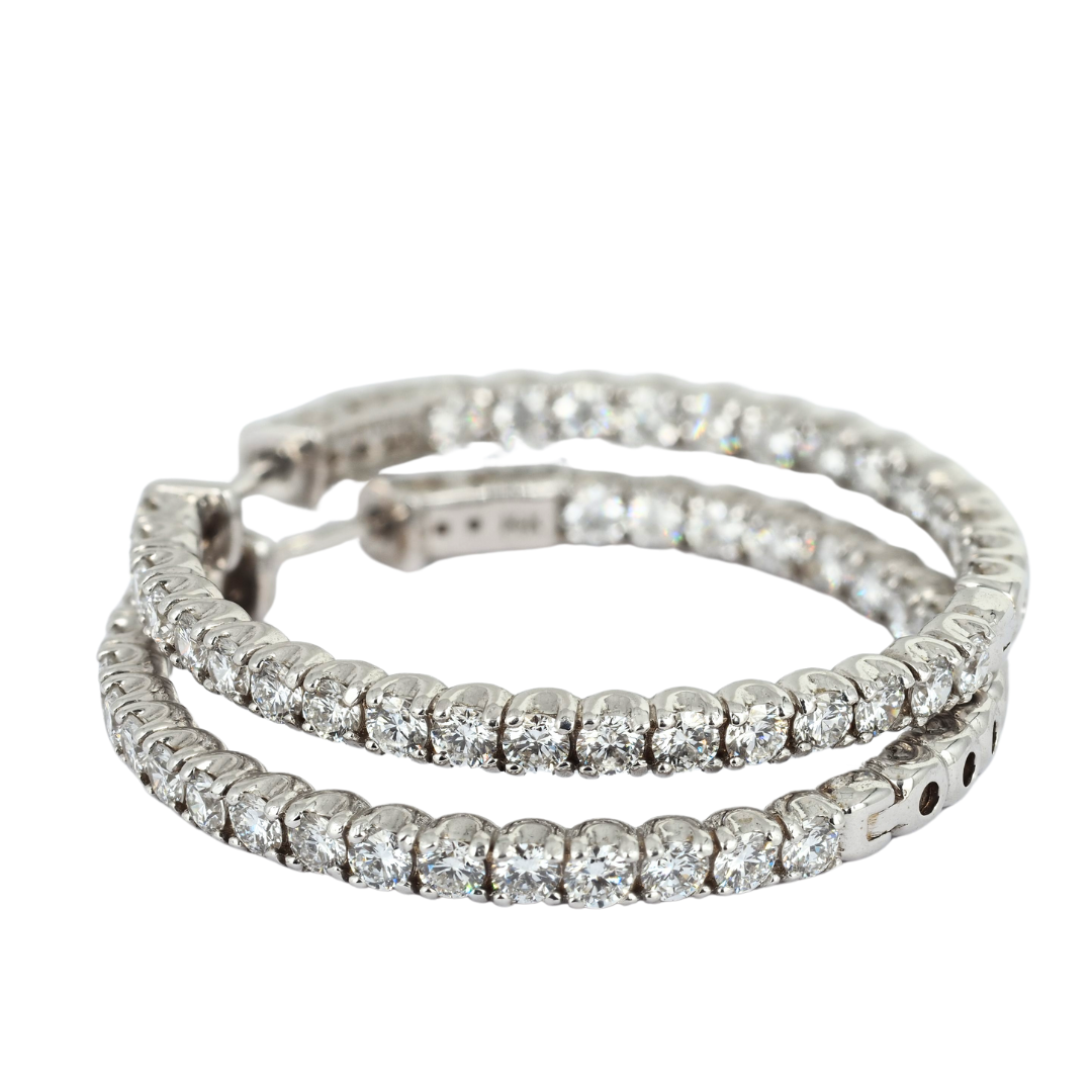 Earrings Hoops 14KW Gold Lab Grown Diamonds