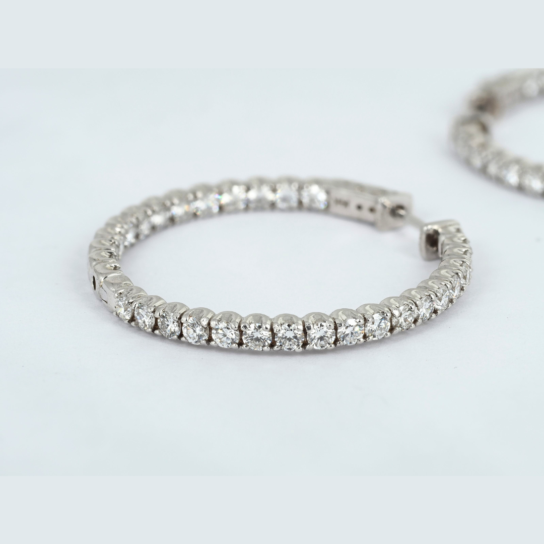Earrings Hoops 14KW Gold Lab Grown Diamonds