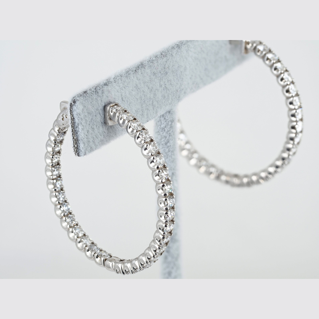 Earrings Hoops 14KW Gold Lab Grown Diamonds