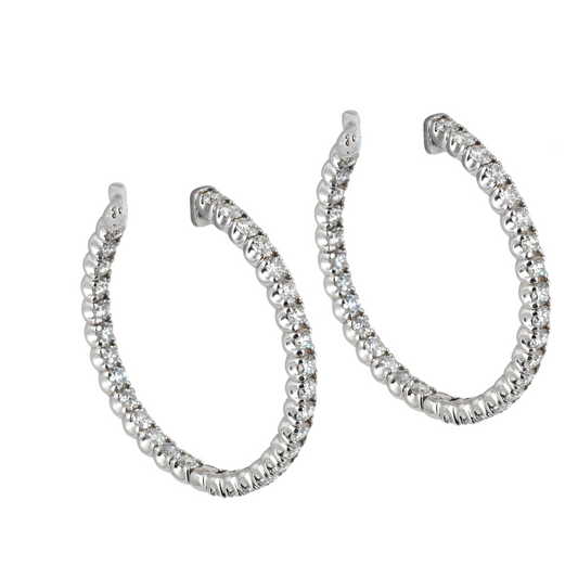 Earrings Hoops 14KW Gold Lab Grown Diamonds