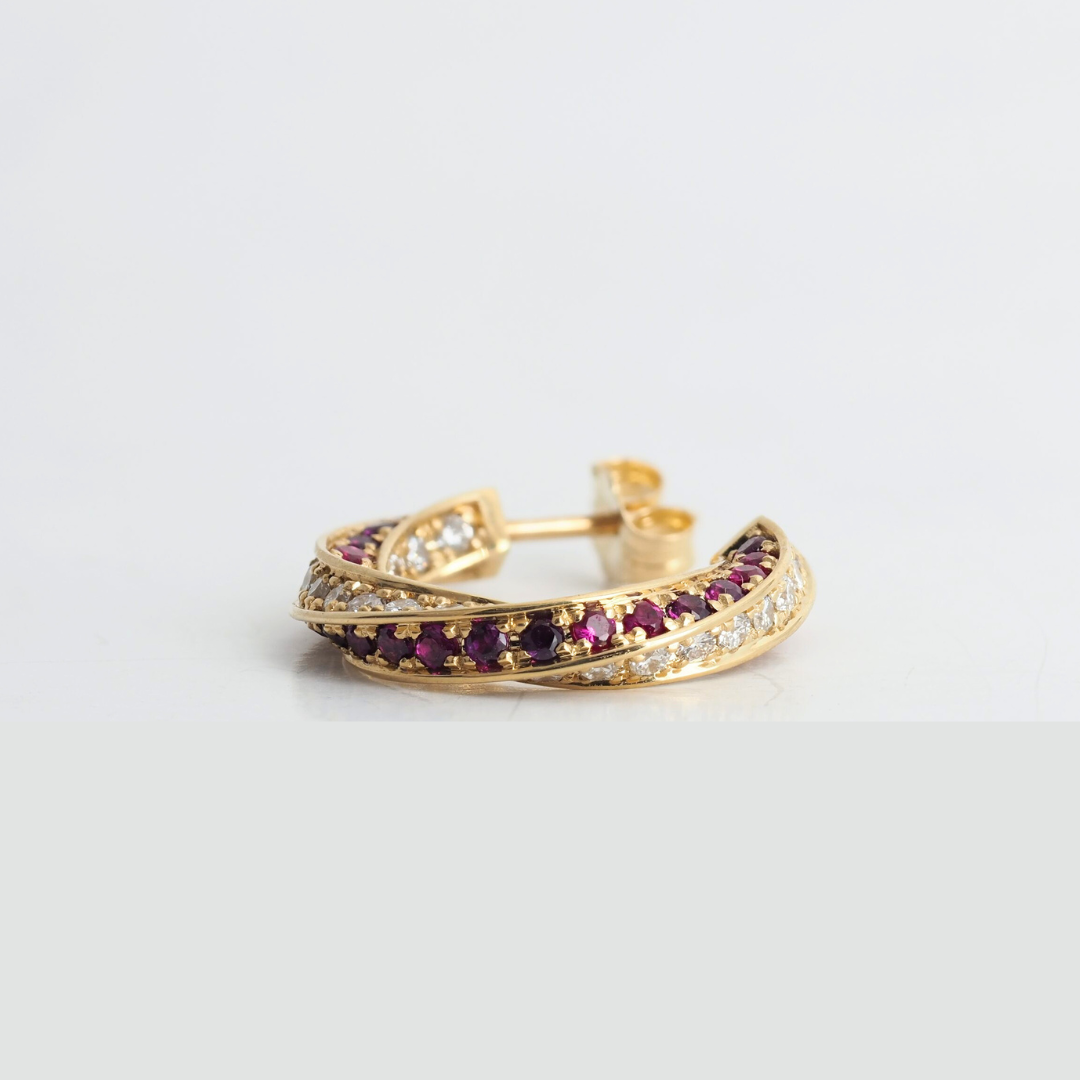 Earrings Spin Small 14KY Gold Lab Grown Diamonds Ruby