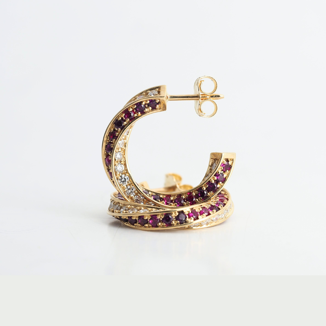 Earrings Spin Small 14KY Gold Lab Grown Diamonds Ruby