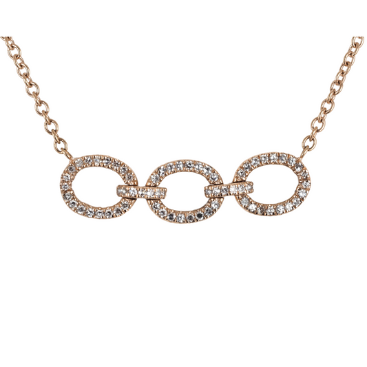 Necklace 14K Rose Pink Gold Diamonds