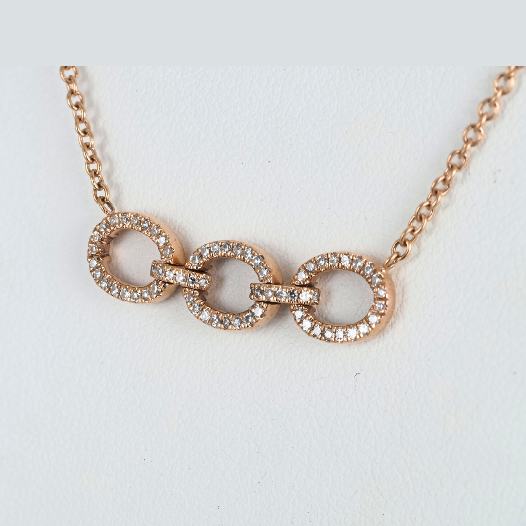 Necklace 14K Rose Pink Gold Diamonds