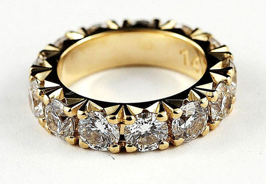 Ring with Lab Grown Diamonds, Fishtail setting, 14K Yellow Gold