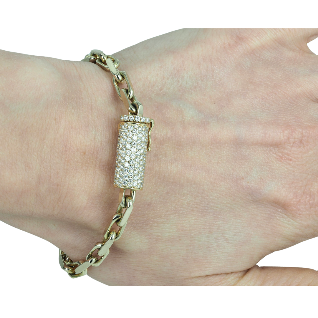 Bracelet 14KY Gold Lock with Lab Grown Diamonds
