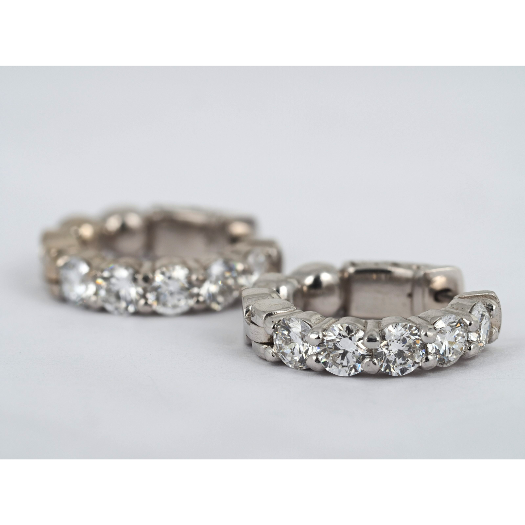 Earrings Hoops Lab Grown Diamonds 2ct 14KW gold