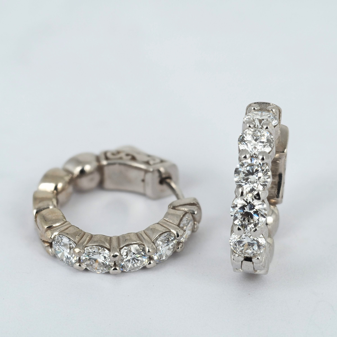 Earrings Hoops Lab Grown Diamonds 2ct 14KW gold