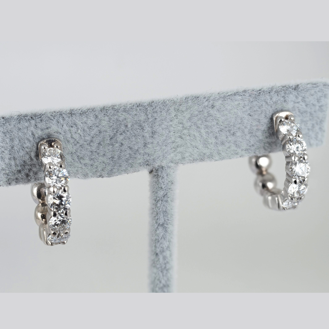 Earrings Hoops Lab Grown Diamonds 2ct 14KW gold