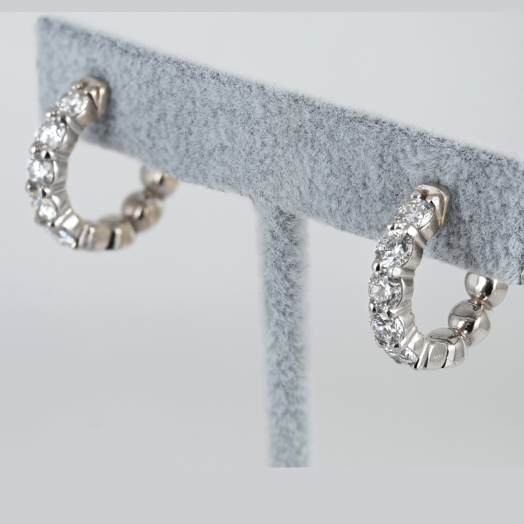 Earrings Hoops Lab Grown Diamonds 2ct 14KW gold