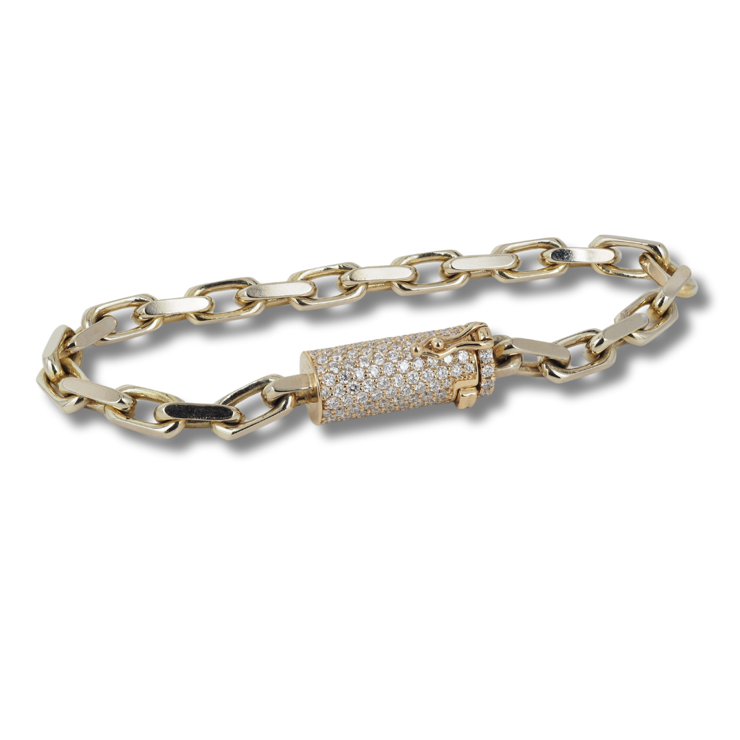 Bracelet 14KY Gold Lock with Lab Grown Diamonds