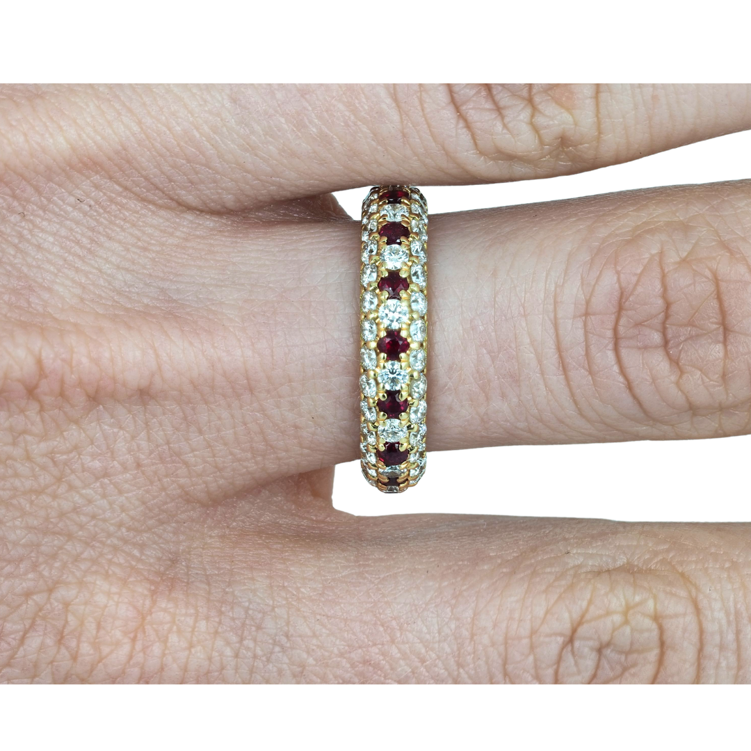 Ring Diamonds and Rubies 18K Yellow Gold
