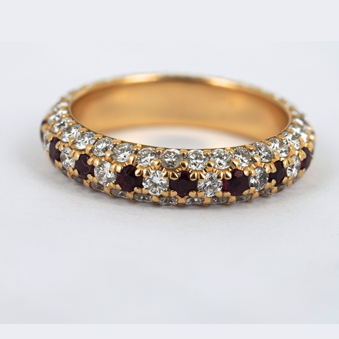 Ring Diamonds and Rubies 18K Yellow Gold