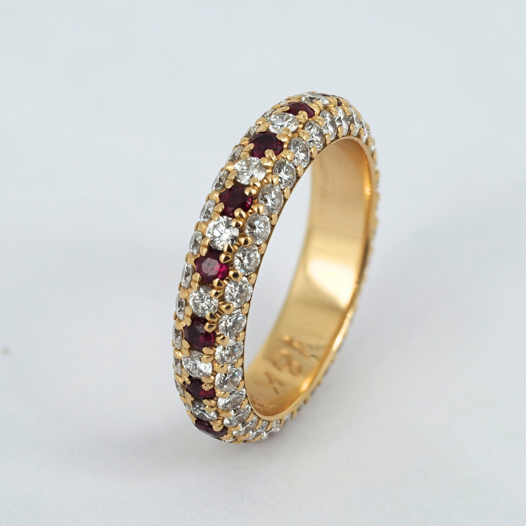 Ring Diamonds and Rubies 18K Yellow Gold
