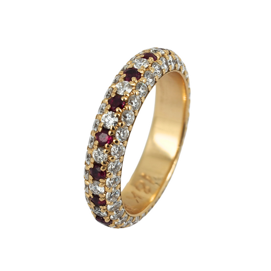Ring Diamonds and Rubies 18K Yellow Gold