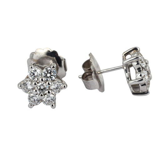 Earrings Flower Lab Grown Diamonds 14KW Gold