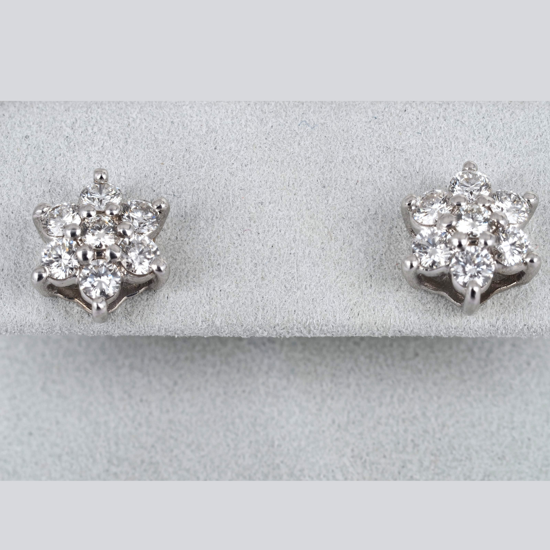 Earrings Flower Lab Grown Diamonds 14KW Gold