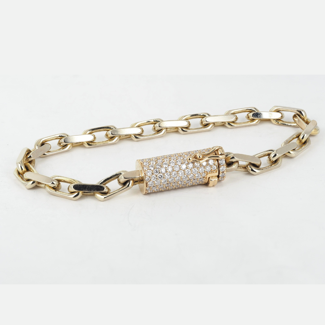 Bracelet 14KY Gold Lock with Lab Grown Diamonds