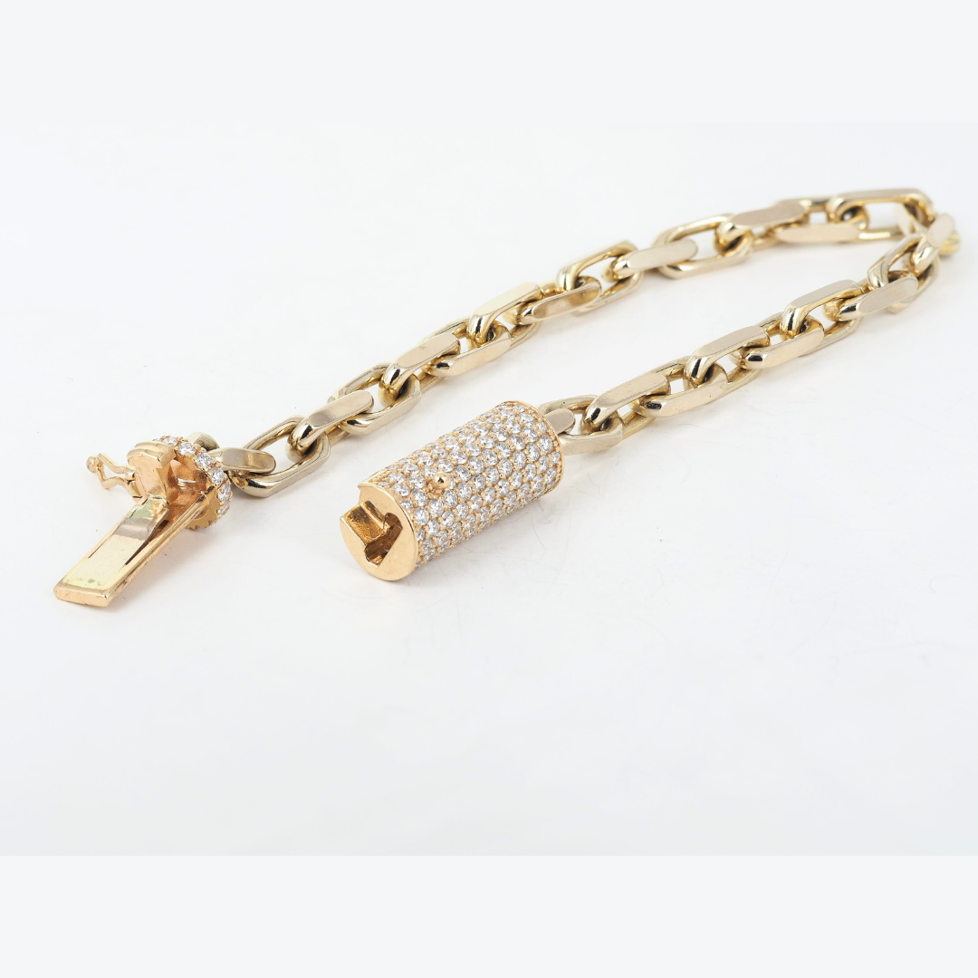 Bracelet 14KY Gold Lock with Lab Grown Diamonds