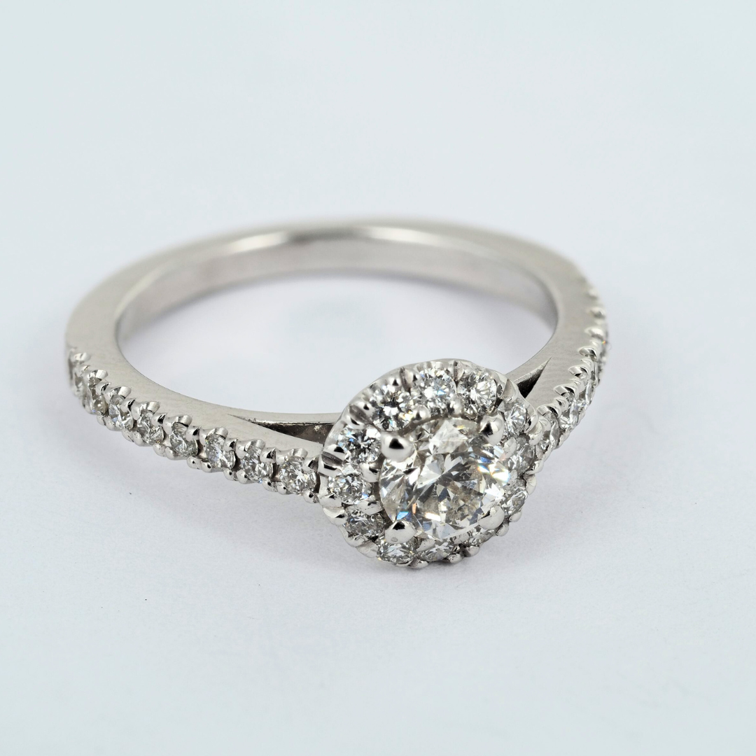 Ring 14KW Gold Center stone Diamond 0.55ct