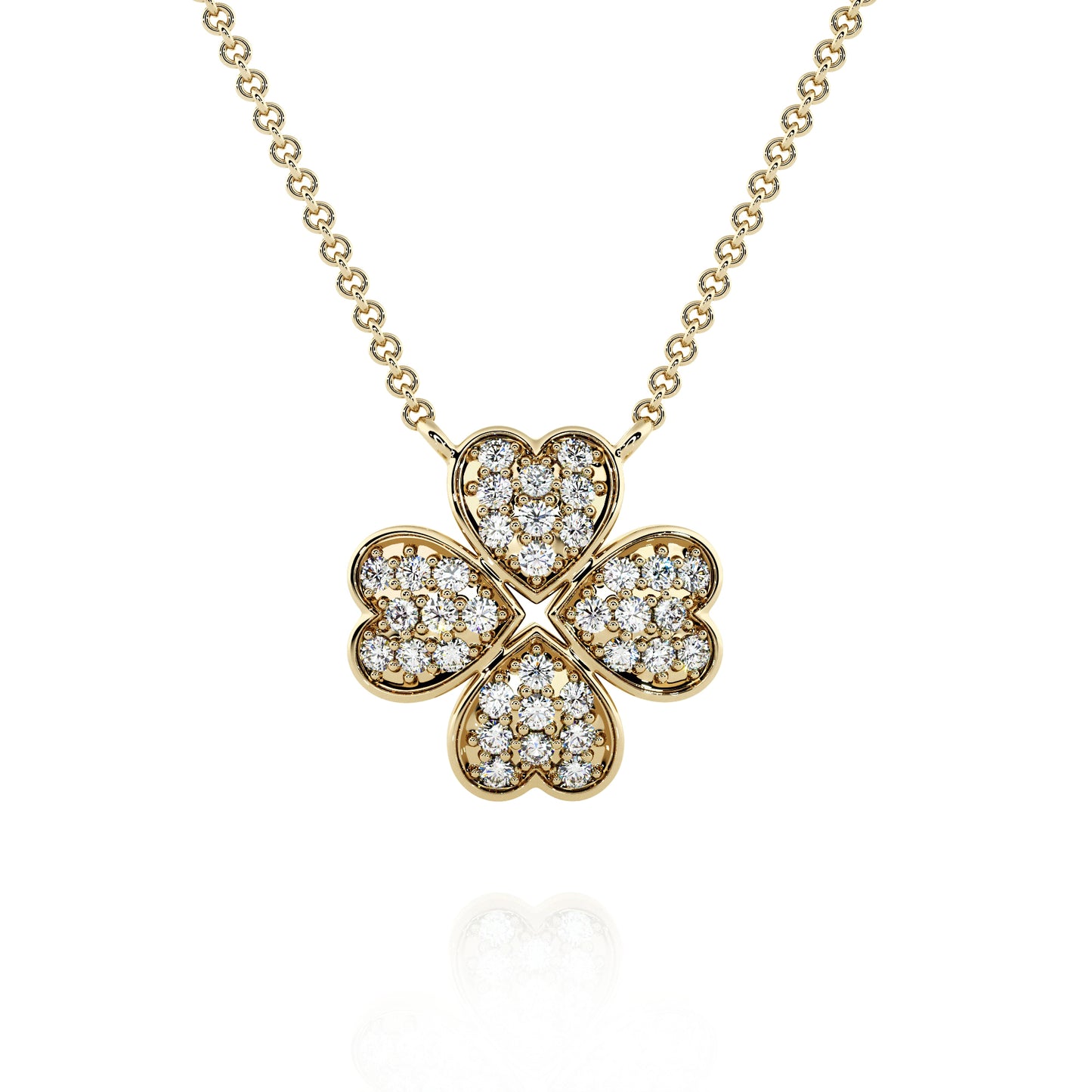 Necklace Clover 14K Gold Diamonds