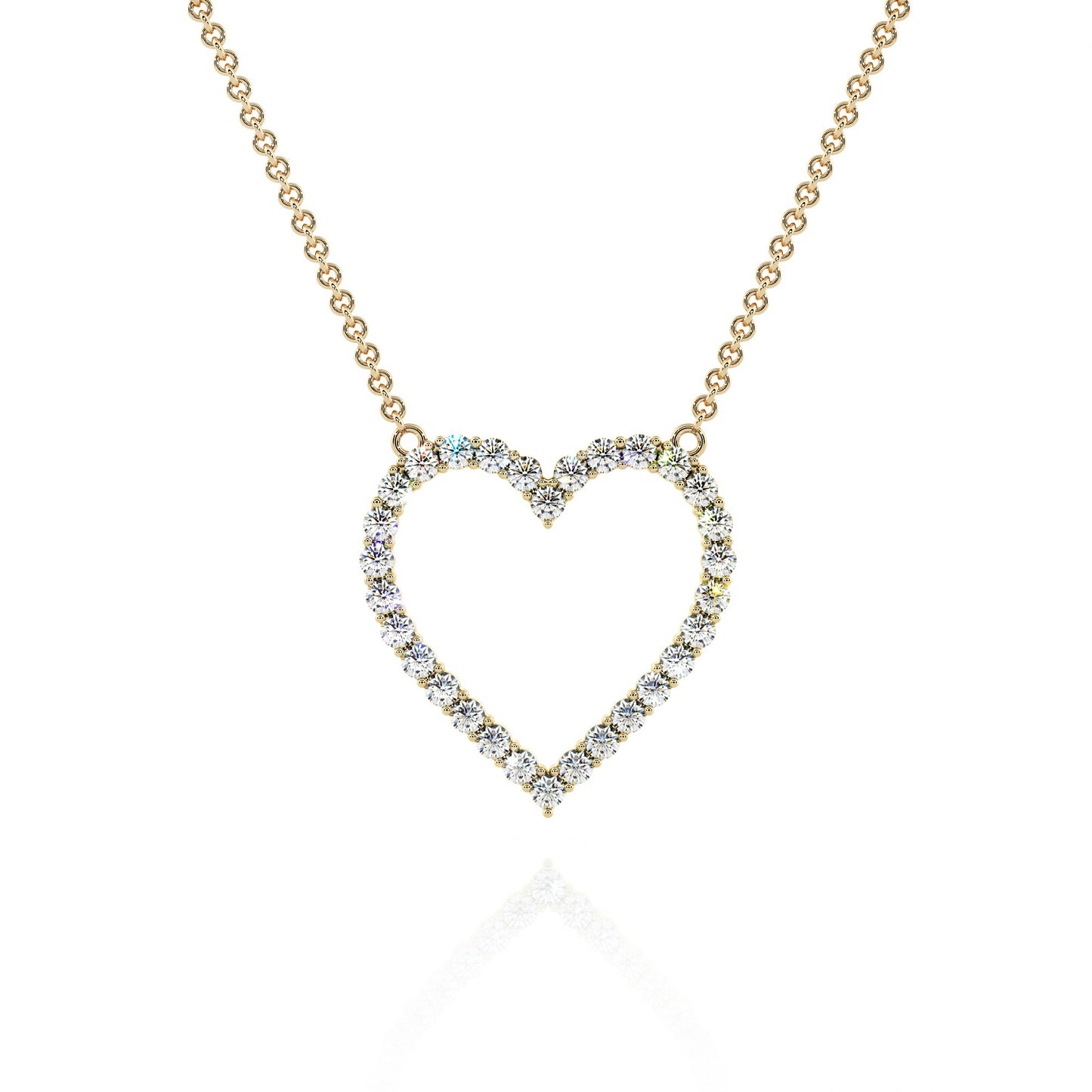 Necklace Heart Gold 14K Diamonds