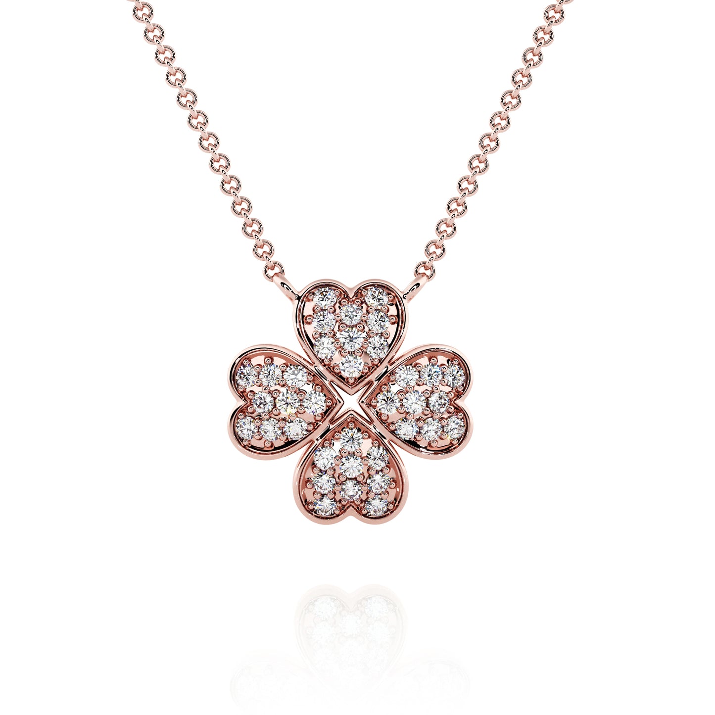 Necklace Clover 14K Gold Diamonds