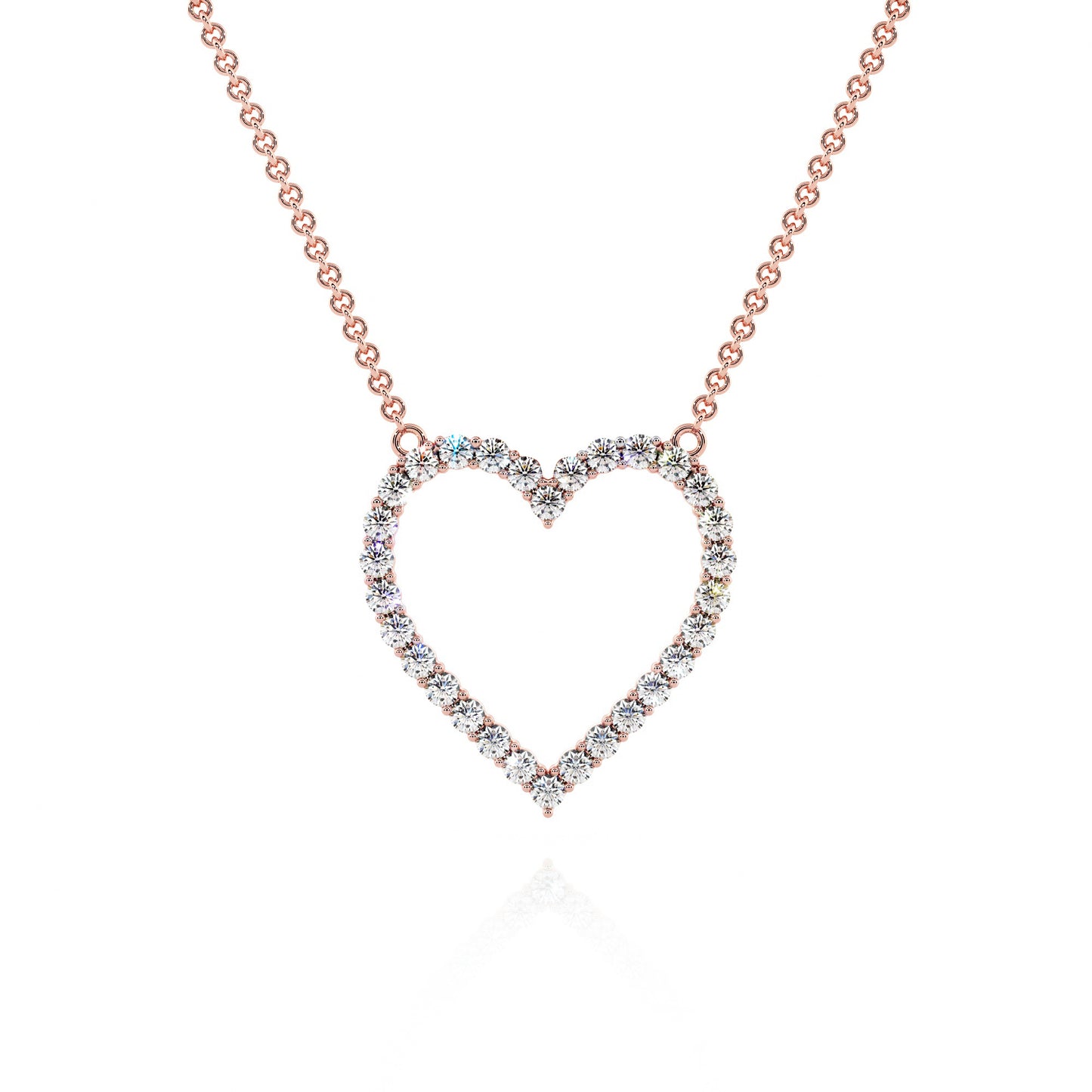 Necklace Heart Gold 14K Diamonds