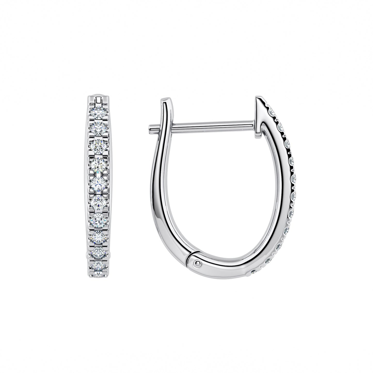 14KT Gold Small Diamonds Huggie Earrings